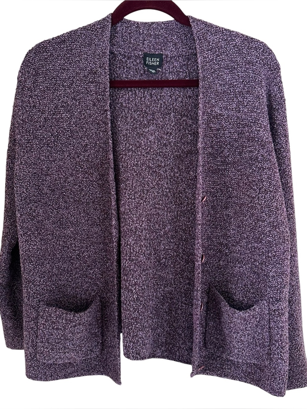Eileen Fisher Merino Wool Cashmere Blend Cardigan Purple Medium READ